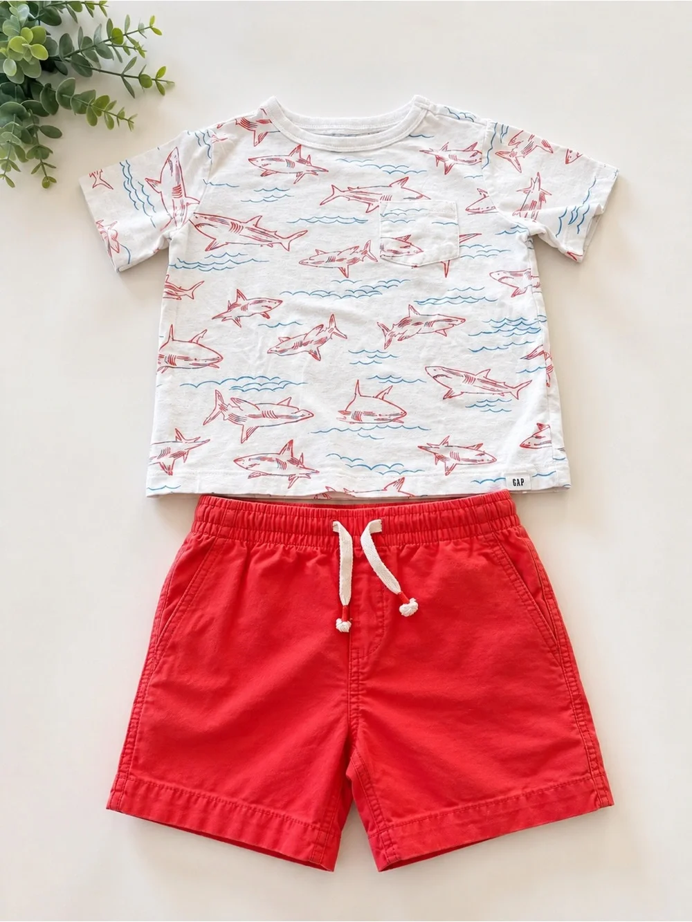 GAP Toddler Coral Red Elastic Waist Shorts